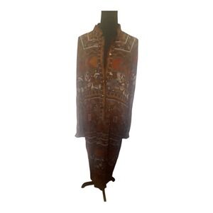 Brownstone Studio Vintage Geometric Midi Shirtdress Brown Rust Gold Size 20
